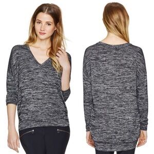 Wilfred Aritzia Grey / Black Devinette Hi-Low Pullover Tunic Top Size Medium